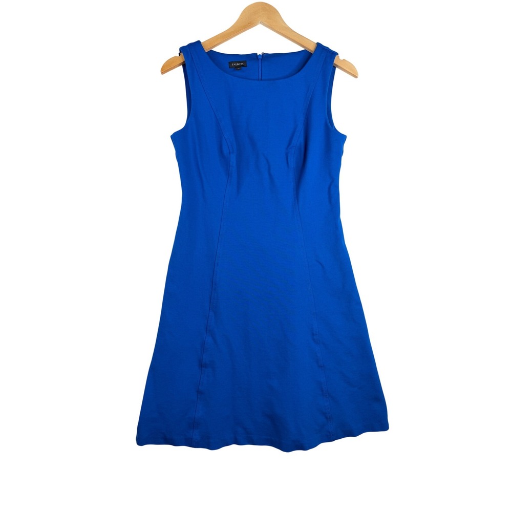 Talbots Women's Royal‎ Blue Fitted A Line Swing Dress Size 4 Sleeveless